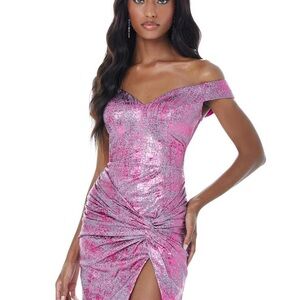 Ashley Lauren Pink Off The Shoulder Mini Dress